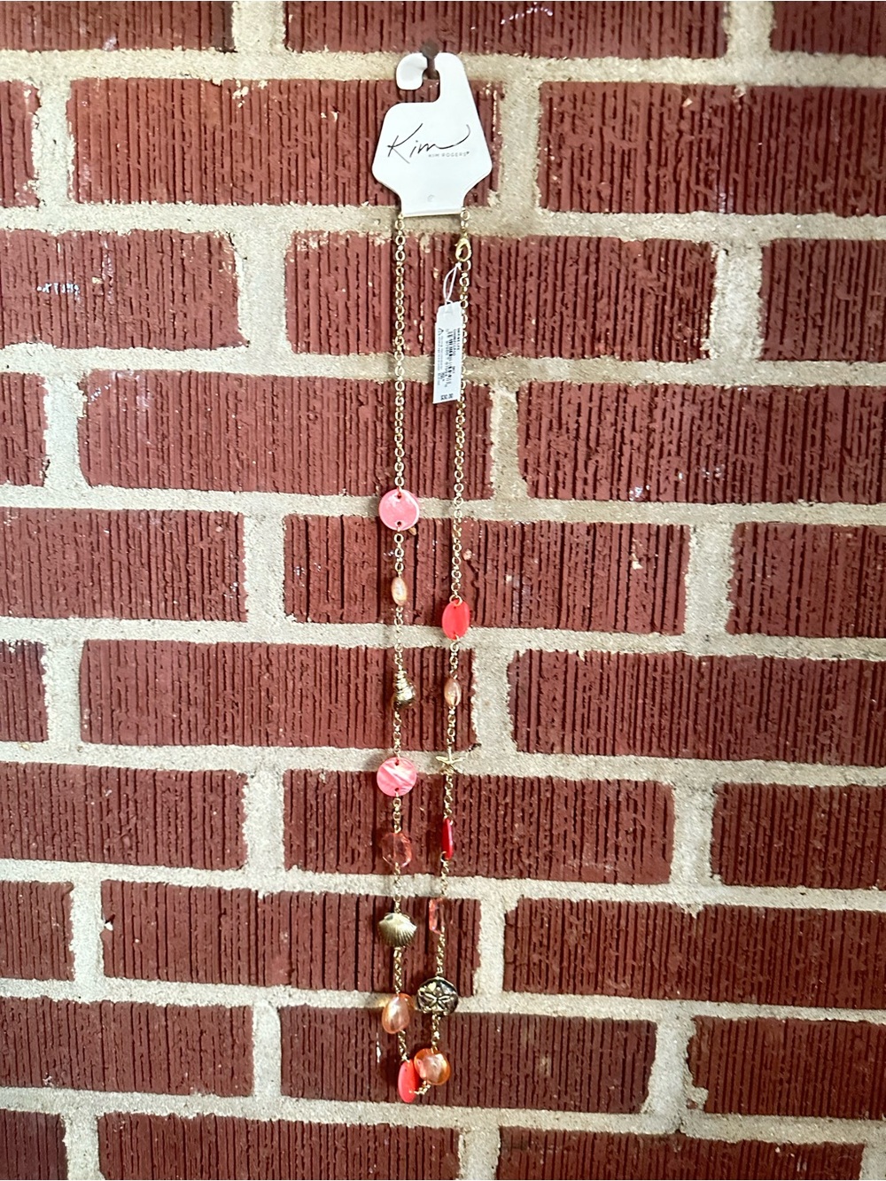 Kim Rogers Gold-Tone Long Necklace with Coral and Pink Accents